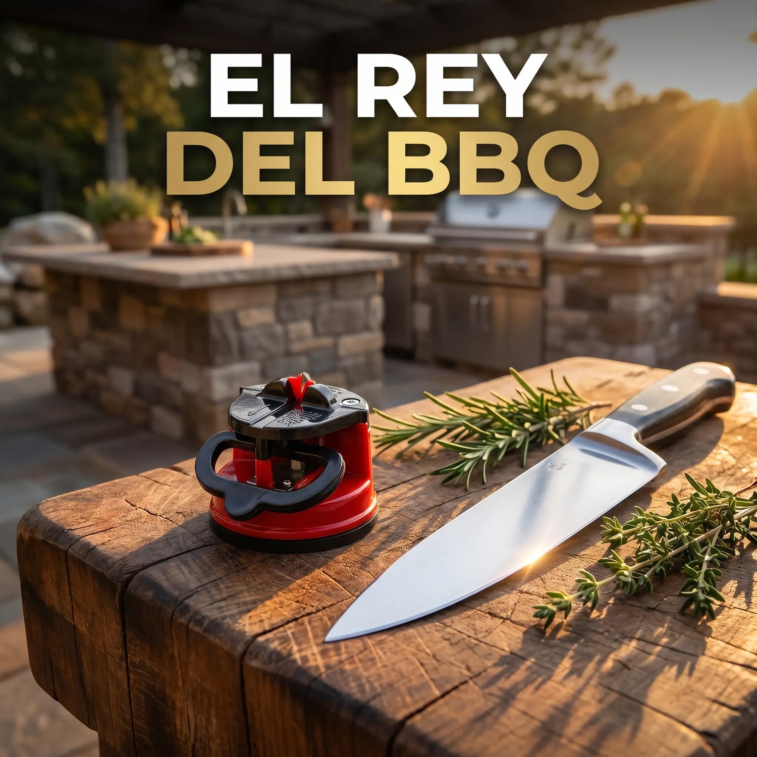 Afilador de cuchillos portátil y compacto ideal para parrillas, asados y cocinar al aire libre.