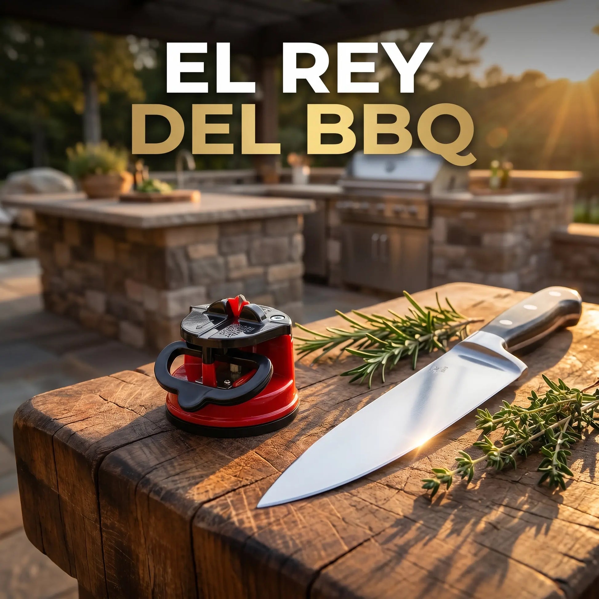 Afilador de cuchillos portátil y compacto ideal para parrillas, asados y cocinar al aire libre.