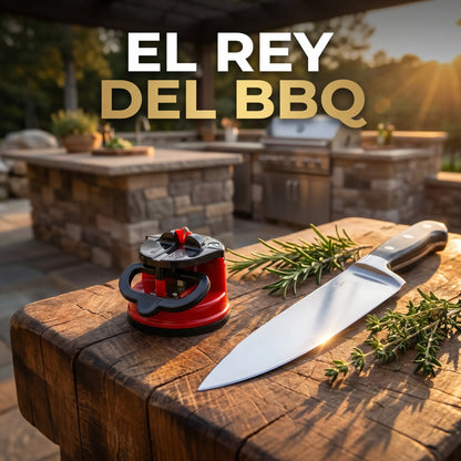 Afilador de cuchillos portátil y compacto ideal para parrillas, asados y cocinar al aire libre.